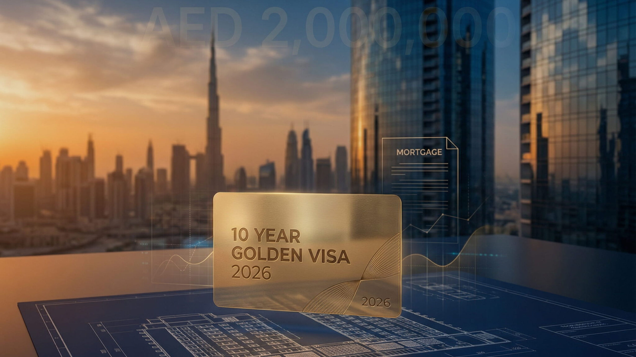 Dubai Golden Visa property investment 2026 showing updated UAE residency rules for real estate investors including mortgaged and off-plan property eligibility