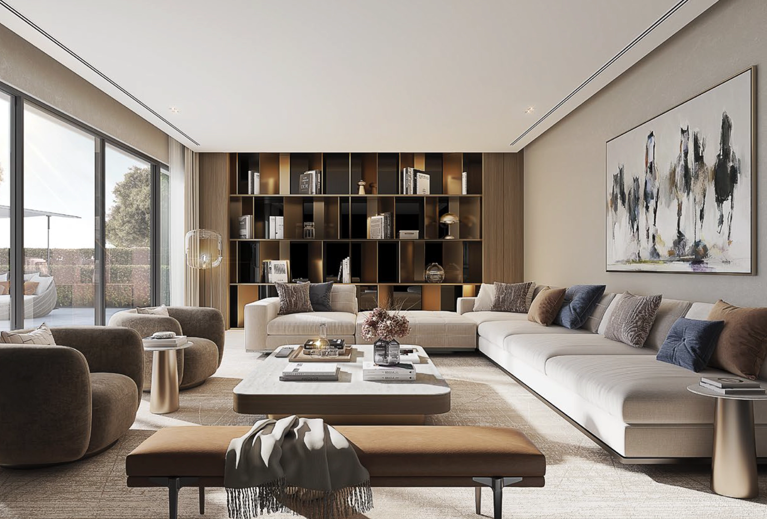 Luxury interior lobby design of Sobha Sanctuary with modern minimalist architecture