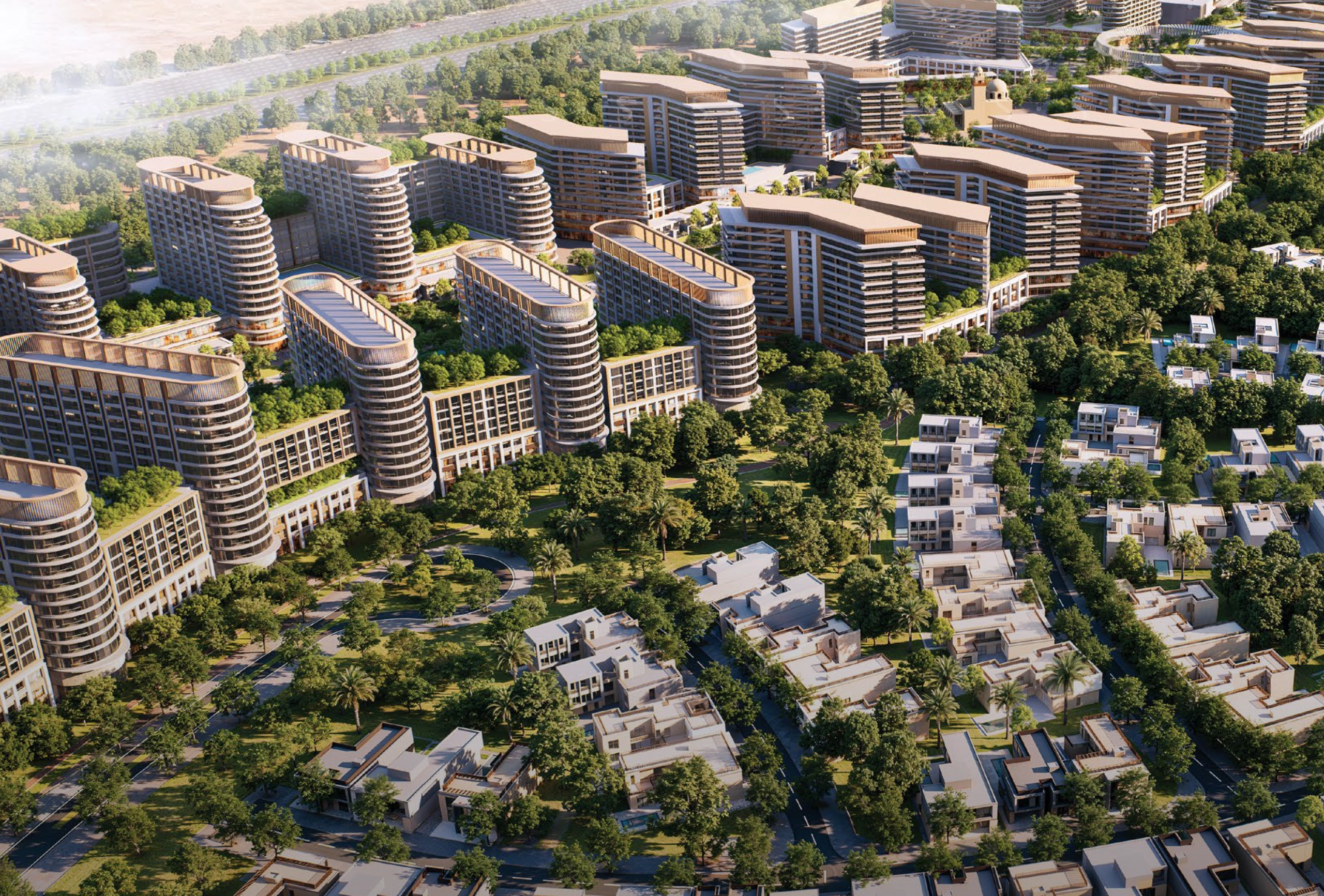 Master planned green landscape and community layout of Sobha Sanctuary Dubai