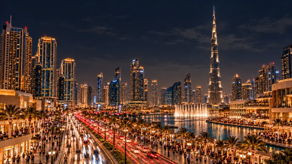 Dubai's Population Has Passed 4.8 Million. Here's What It Means for Property Investors 1 Dubai nightscape under a hazy navy sky