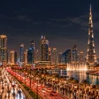 Dubai nightscape under a hazy navy sky